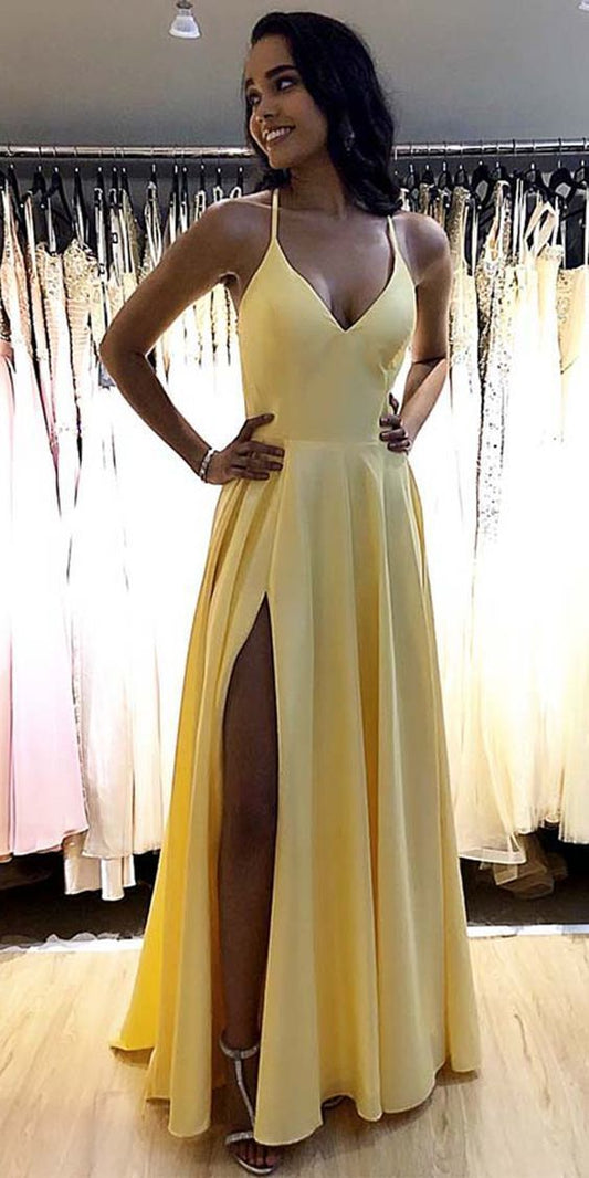 HOT SALE A-LINE SATIN SIMPLE PROM DRESSES cg733