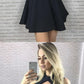 A-Line Jewel Short Black Satin Homecoming Dress with Keyhole cg776