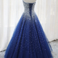 Gorgeous Sparkle Blue Sweet 16 Dress, Handmade Beaded Formal Gown, Junior Prom Dress  cg7802