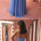 Blue chiffon long prom dress blue chiffon evening dress  cg7815
