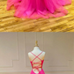 Simple pink tulle long prom dress pink tulle formal dress  cg7816