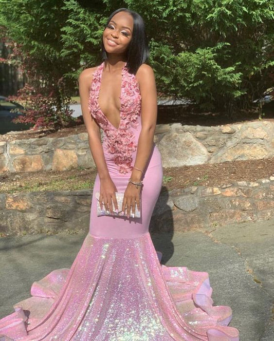 Pink Sweep Train mermaid Formal Prom Dress, Evening Dress cg7949