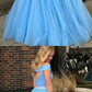 Two Piece Off-the-Shoulder Open Back Blue Prom Dress with Beading  cg795