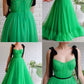 A-line Black Straps Sage Long Charming Prom Dresses Tulle Evening Dress   cg8089