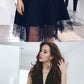 A-Line V-Neck Knee-Length Black Homecoming Dress cg809