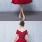 Burgundy tulle lace short dress, burgundy lace homecoming dress cg822