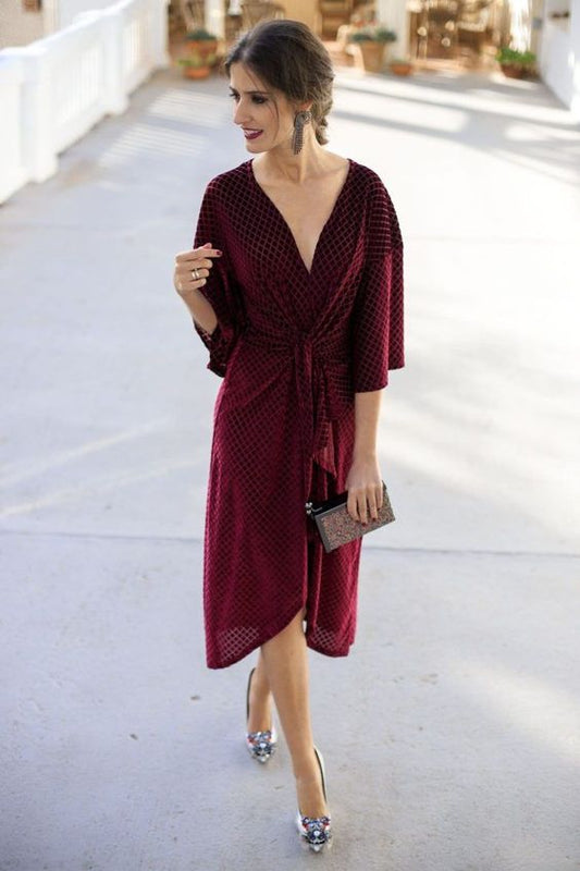 Elegant Red Strapless Tea Length Prom Dress  cg8287