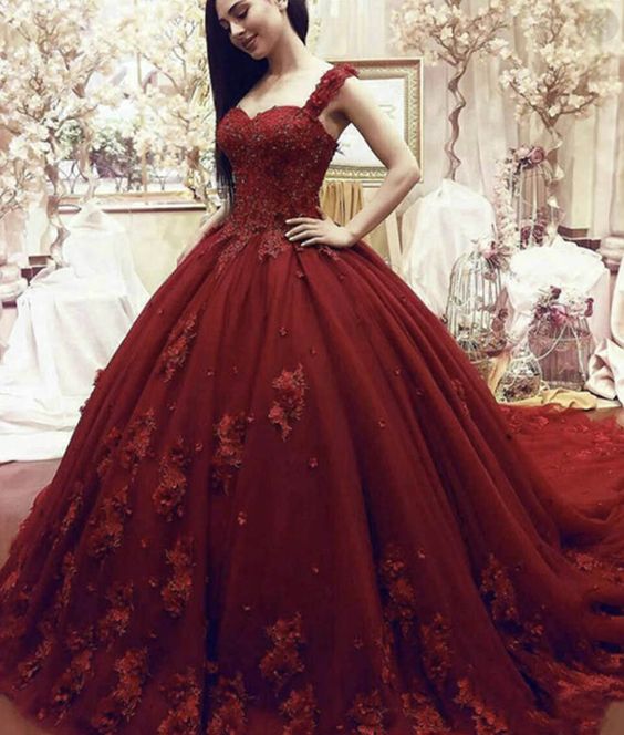 Burgundy tulle lace prom gown formal dress   cg8307