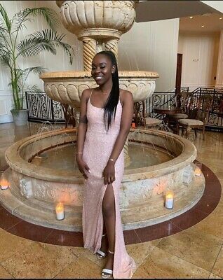 rose-gold prom dress with slit  cg8427