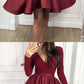Long Sleeves Satin Ruffles Homecoming Dresses cg868