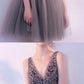V neck Short Tulle homecoming Dress Beaded women Party Dress cg882
