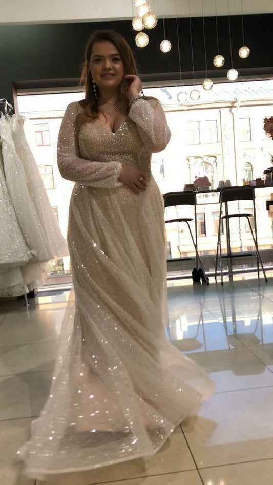Plus size Long Sleeves Prom Dress  cg8869