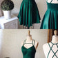 Emerald Homecoming Dress,Short Party Dress,Green Straps Formal Dress,V neck Short homecoming Dress cg905