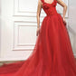 Red Tulle dress fabric Handmade corset with TMD embroidered flowers prom dress  cg9329
