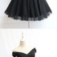 Beautiful Cute Charming Black Tulle V Neck Beaded Short Dress, Black Homecoming Dress cg938