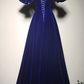 Elegant Blue Velvet Straps Long Party Dress, Long Evening Party prom Dress   cg9403