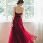 Red Prom Dress,A-Line Prom Gown, Spaghetti Straps Prom Dress, Tulle Prom Gown    cg9458