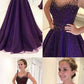2019 Sparkly Burgundy Round Neck Tulle Beads Long Prom,Evening Dress cg950