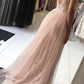 Pink tulle lace long prom dress evening dress   cg9503