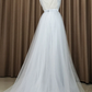 Beautiful Light Grey Tulle Long Party Dress, Light Grey Evening prom  Gown  cg9577