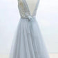 2020 V-neck Prom Dresses With Applique, Long Prom Dress ,Fashion School Dance Dress Formal Dress   cg9716