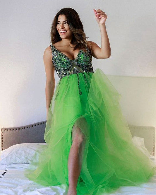 Elegant Prom Dress,V-Neck Prom Dress,Beading Prom Dress,A-Line Prom Dress,Long Prom Dress,Evening Dress  cg9731