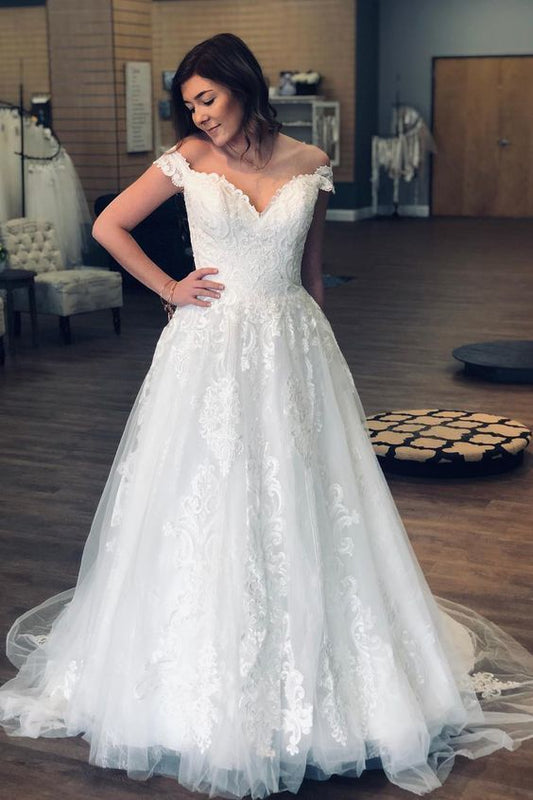 Off the Shoulder Appliques Long Wedding Ball Gown Prom Dress   cg9981