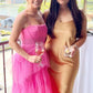 Princess Hot Pink Long Prom Dress Layered Tulle Sleeveless Corset Gown,Evening Dresses   cg24859
