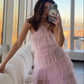New Style Halter Ruffles Tulle Prom Dress With Slit,Charming Long Party Dress  cg24858